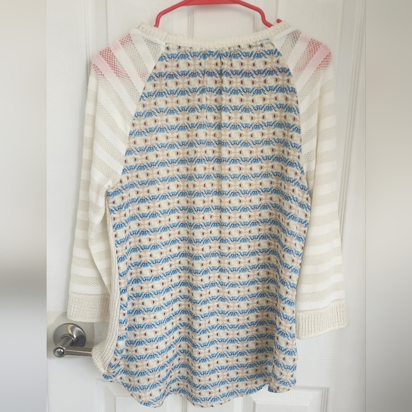 One September By Anthropologie Striped-Sleeve Scoop Neck Sweater - Picture 4 of 6